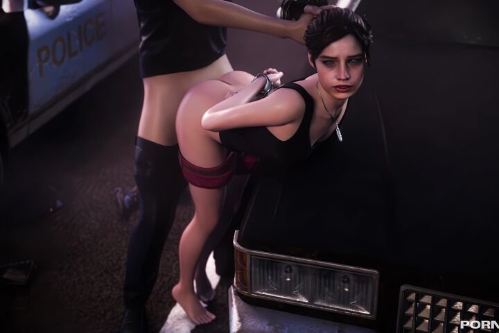 Claire Redfield Standing Doggy Bound Bent Over Car [pewposterous]_enhanced