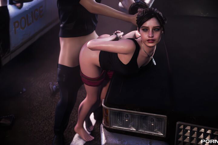 Claire Redfield Standing Doggy Bound Bent Over Car [pewposterous]_enhanced