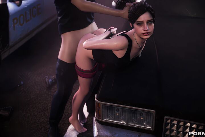 Claire Redfield Standing Doggy Bound Bent Over Car [pewposterous]_enhanced