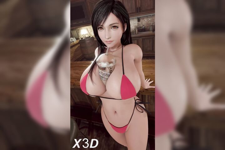 Tifa Big Titty Shake 1b Red Bikini Iphone_enhanced