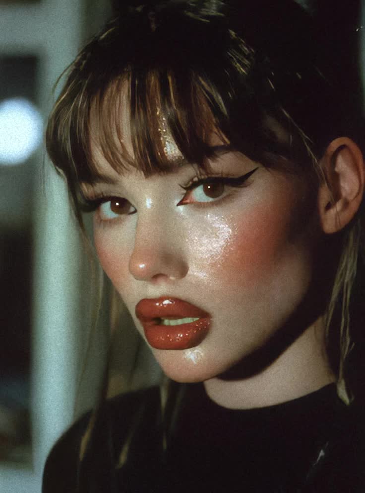 A Fujifilm photo portrait grainy of a beautiful young woman…