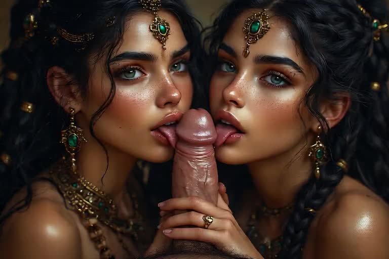 They lick and give a handjob and a big smile