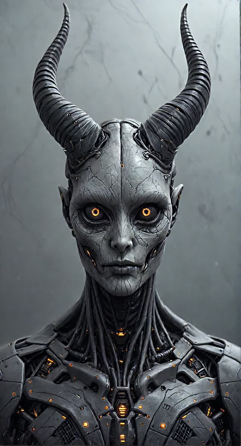 A tall, pale woman with sharp, angular features and glowing…