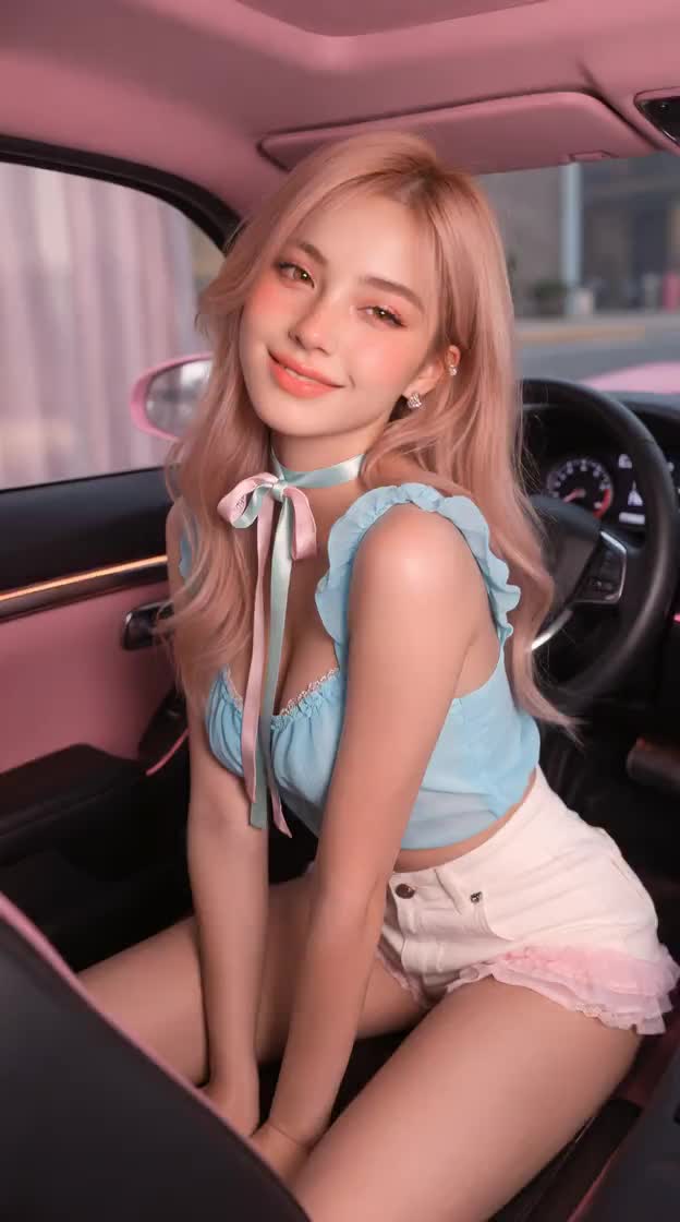 Woman dancing and smiling with shy smile, then screen goes…