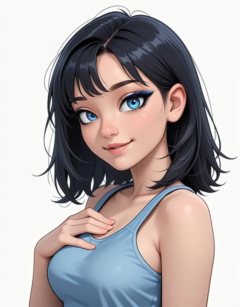 Blue-Eyed Girl Undresses