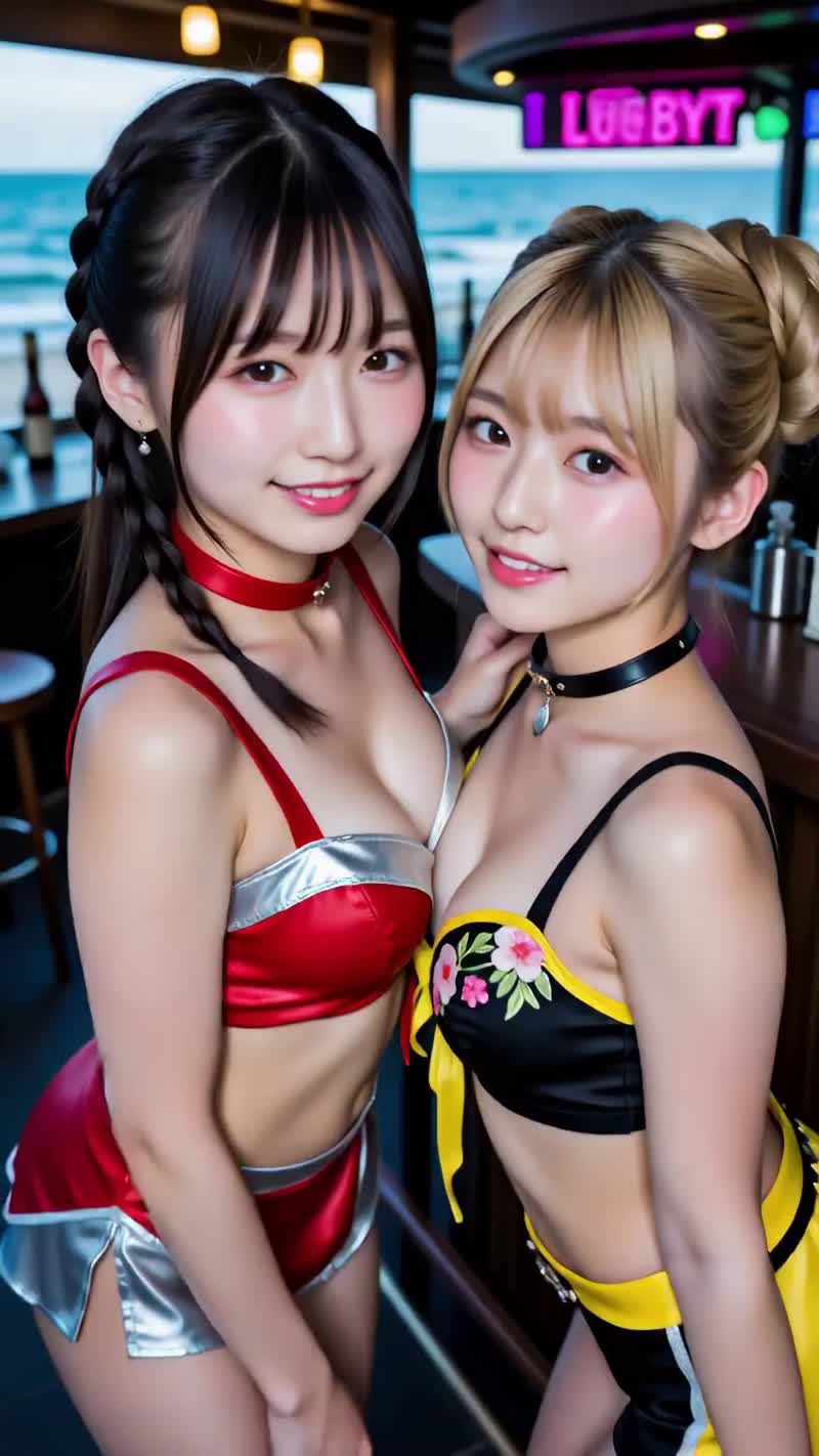 The two girls initially smiled at the camera. Then, one…