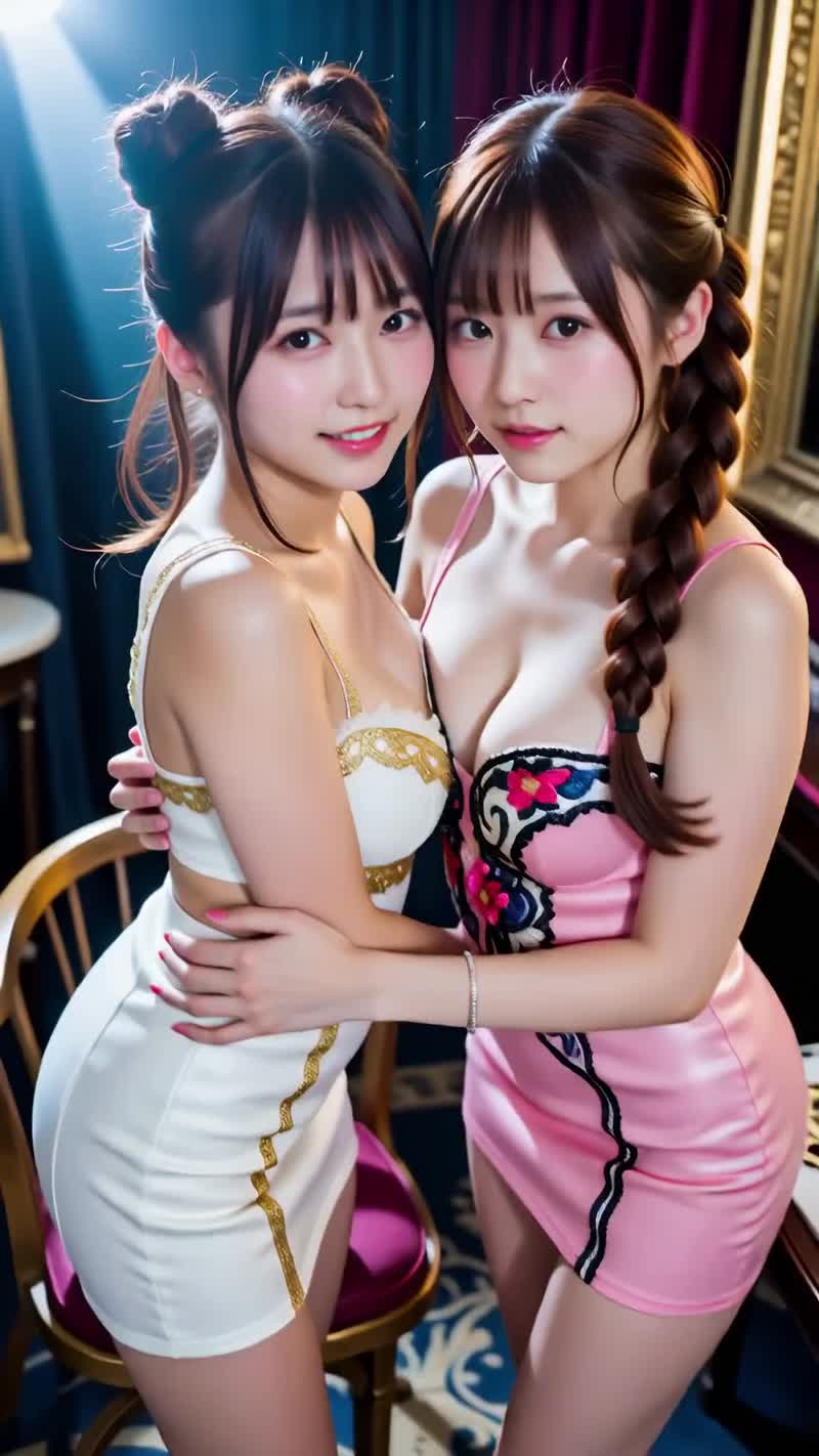 The two girls initially smiled at the camera. Then, one…