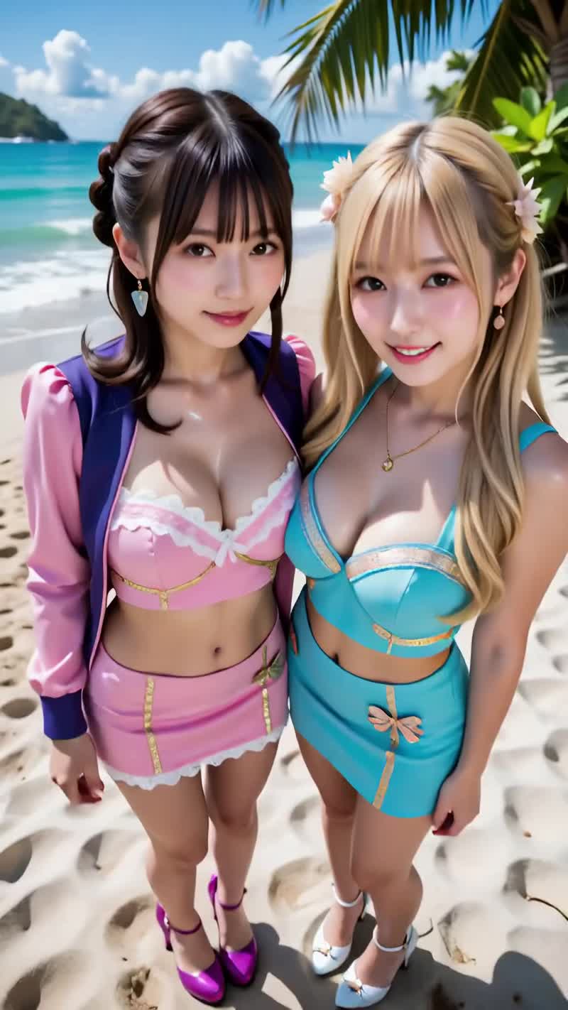The two girls initially smiled at the camera. Then, one…