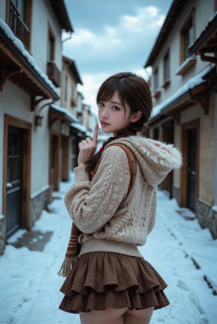 A woman is standing with her back to the camera….