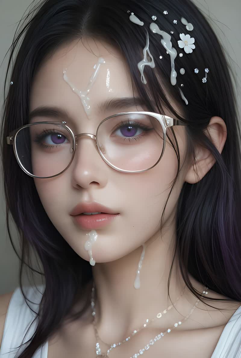 cum drips from her face. she opens her mouth and…