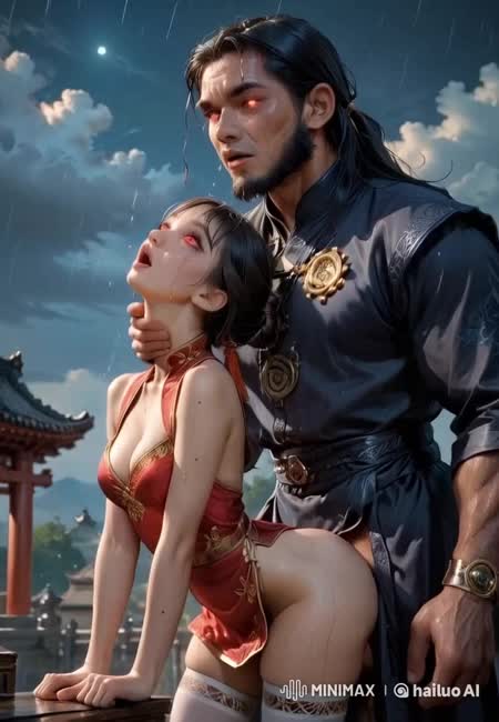 Beautiful woman, heavily breathing.