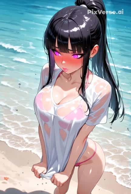 pink magic, pink magic effect, pink magic particles, her bikini…